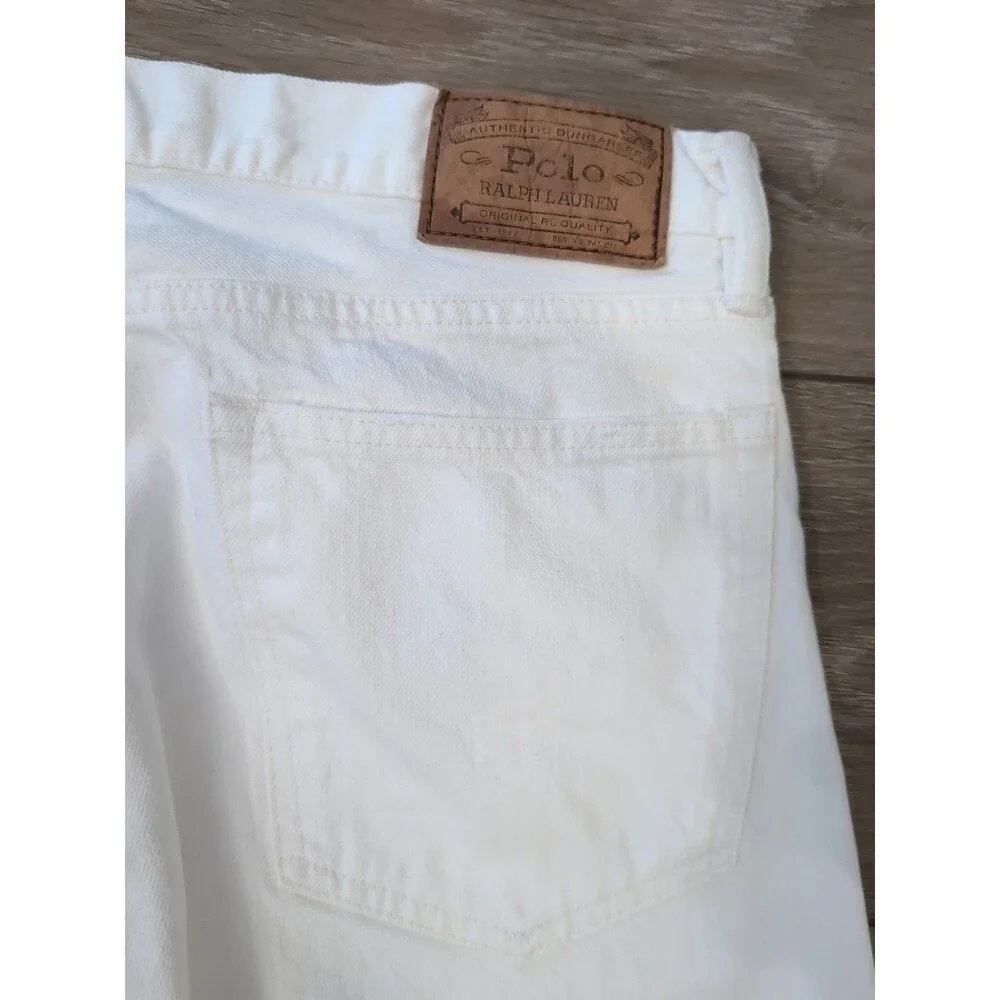 POLO RALPH LAUREN HAMPTON STRAIGHT MEN'S DENIM JEANS HUDSON WHITE 33X32  EUC